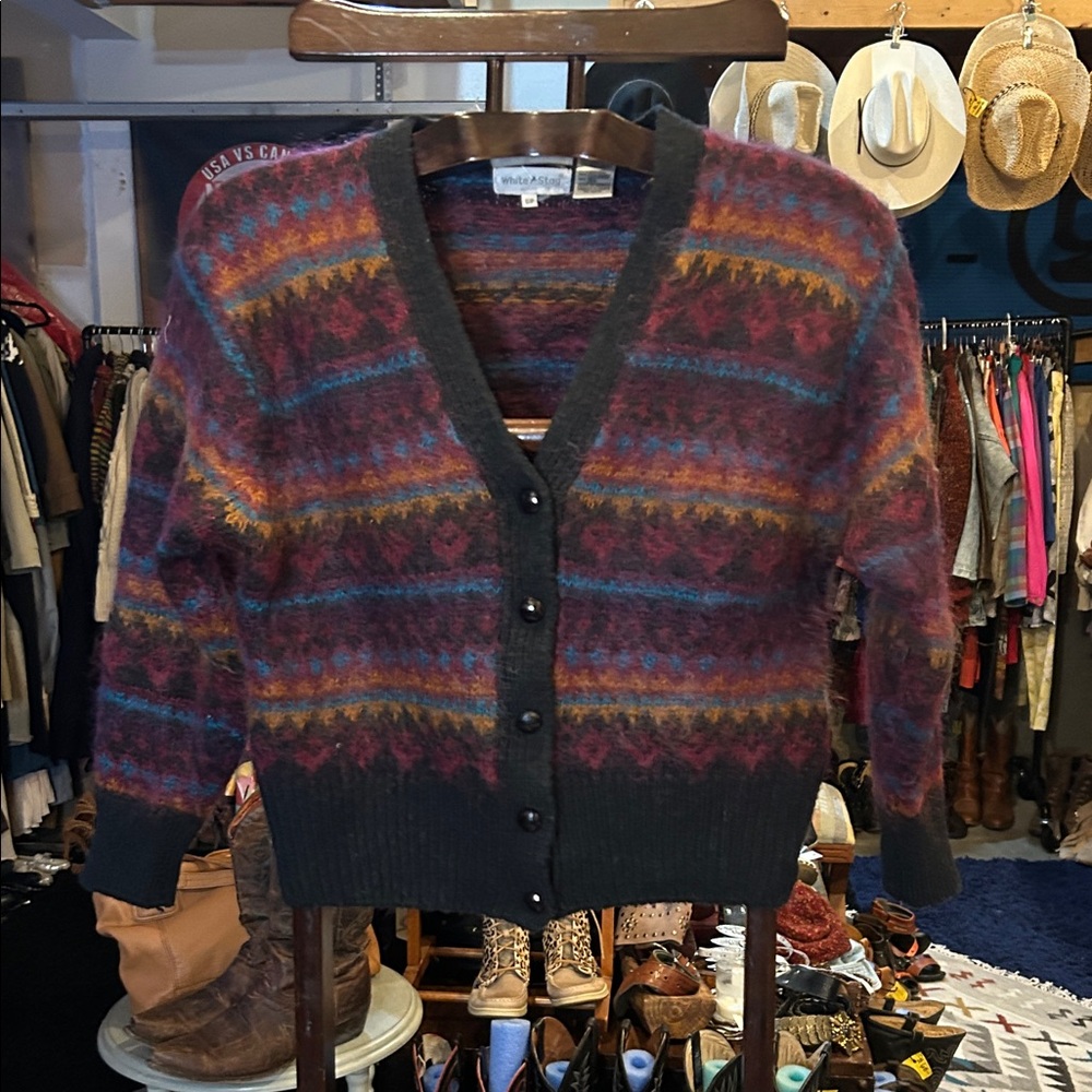 Colorful Patterned Cardigan Sweater - Picture 1 of 7